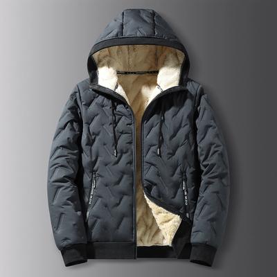 Mens Winter Cotton Coat Thicken Fleece Lining Stand Collar Parka Jacket Men Outerwear Casual Padded Hooded Jackets Windproof