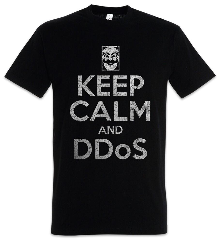 

Keep Calm And Ddos T-Shirt Mr. Fun Computer Scientist Robot fsociety Hacker 4XL