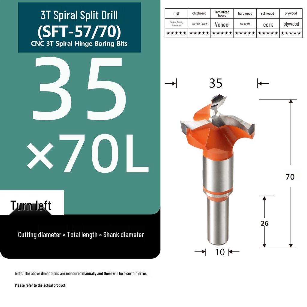 Yasen CNC Woodworking Three-Flute Spiral Drill Bit and Hole Opener