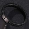 Punk Armbånd Menn Flettet Lærarmbånd Svart Stålspenne Armbånd Mote Armbånd Pulsera Hombre