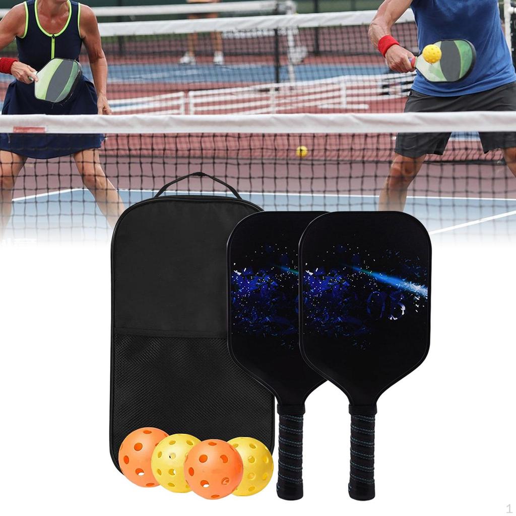 Raquette with Bag Fiberglass Surface 4 Balls Lightweight Nonslip Grip Pickleball Rackets for