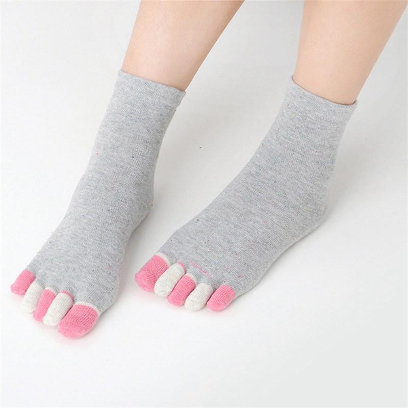 Toe Socks Women's Mid-Calf Sweat Pure Cotton Color Finger Spring