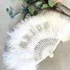 Feathered Folding Fan Feathered Hand Fan Dance Fan Bridesmaid Fan Foldable Hand Fan for Women Wedding Party Photography