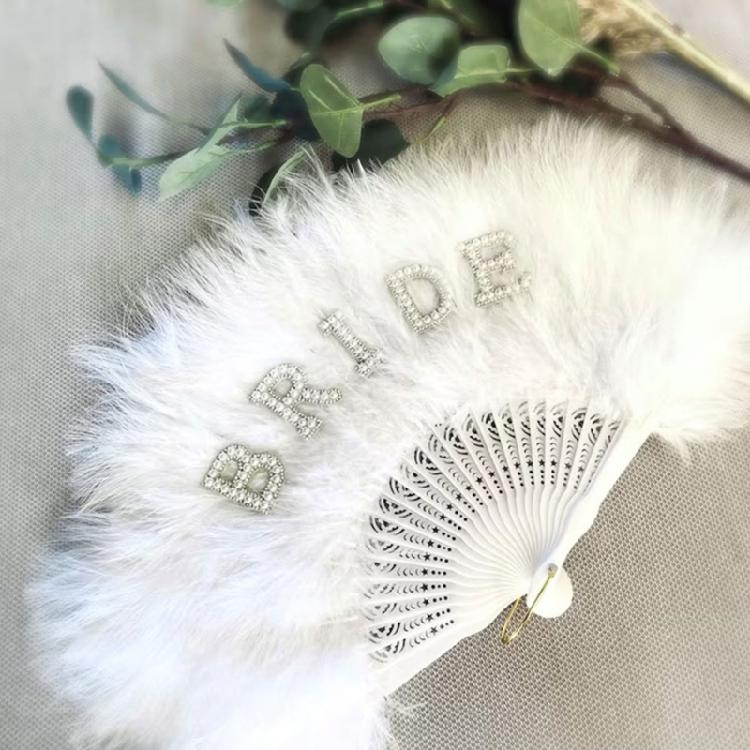 Feathered Folding Fan Feathered Hand Fan Dance Fan Bridesmaid Fan Foldable Hand Fan for Women Wedding Party Photography