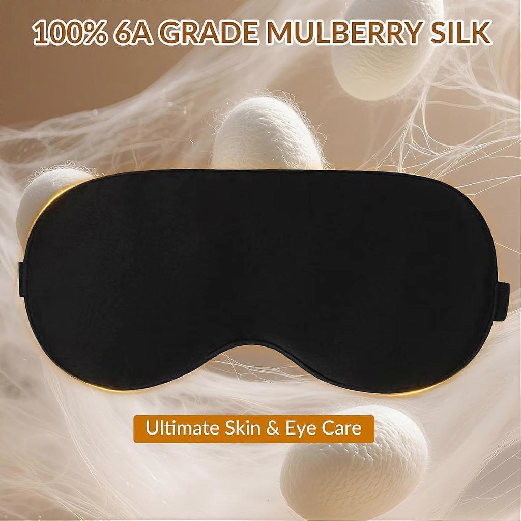 Sleep Mask for Women & Men,Blackout Eye Mask for Sleep,100% 6A Mulberry Silk Sleep Mask for Side Sleeper,Reduces Migraines & Puffy Eyes, Travel Offic
