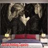 VIKAMA Yin Yang Double Wolf Angel Devil Couple Tapestry Living Room Bedroom Wall Hanging Gothic Nordic Home Decoration