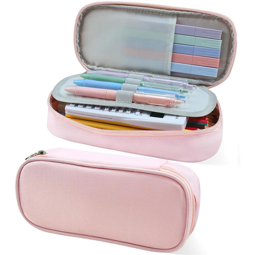 Minimalist Canvas Pencil Case - Large Capacity, Stylish Solid Color for Students