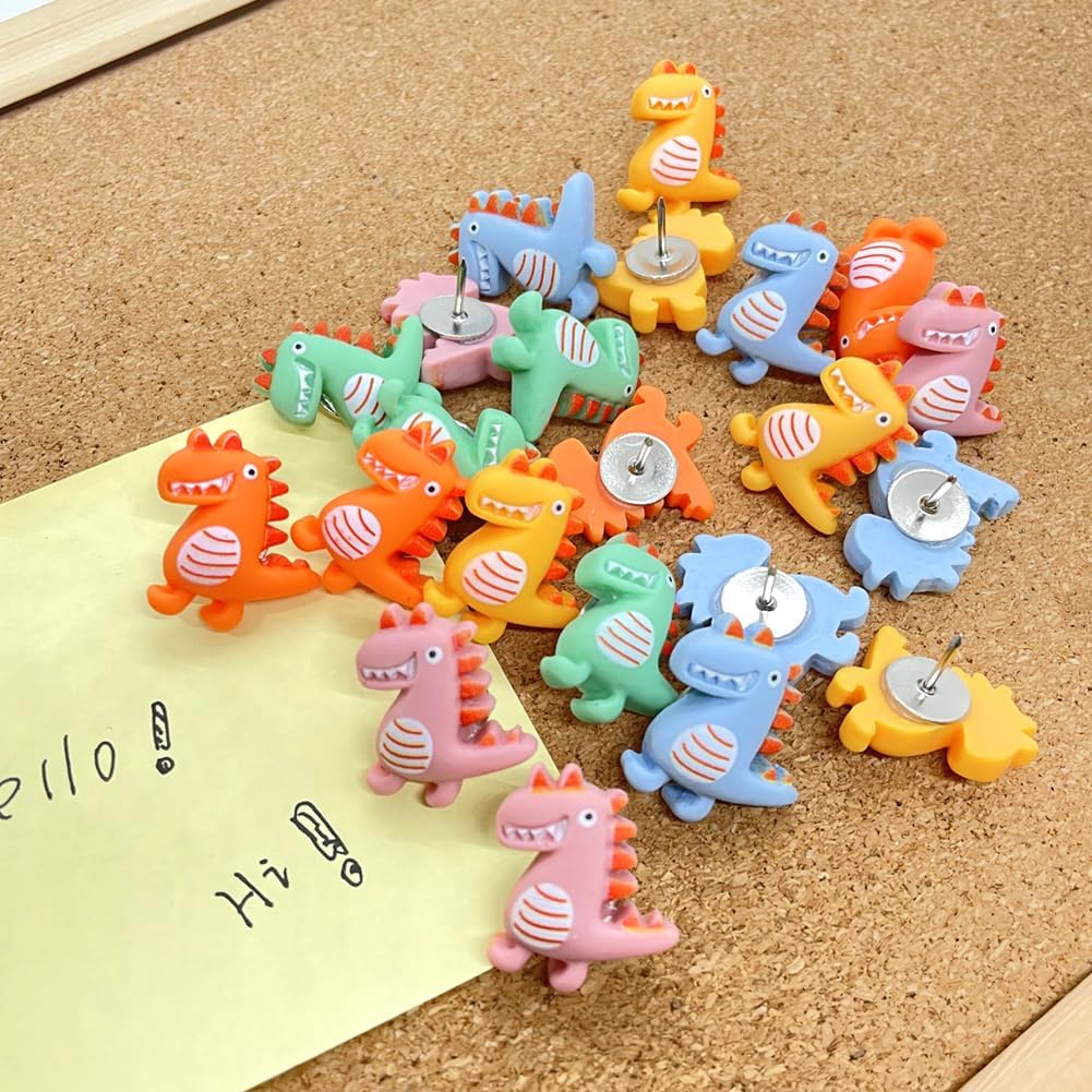 30 pcs Cute Dinosaur Decorative Push Pin Animal Thumbtack Photo Memo Note Drawing P Multi-Functional Pushpin Tool Cork Board Office Accessories