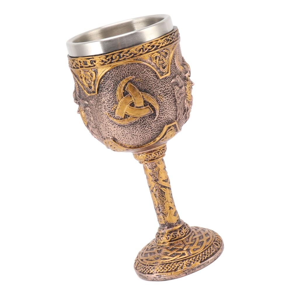 Nordic Viking Goblet Retro Resin Stainless Steel Beer Cup for Cocktails Whisky Red Wine