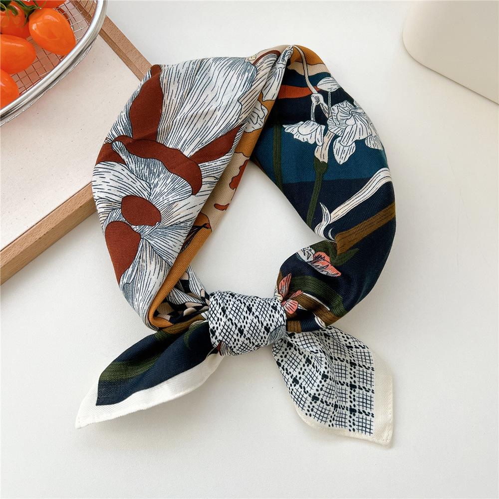 Paisley Flower Print Handkerchief Soft Cotton Linen Head Neck Scarves Hair Scarf Neckerchief Headscarves Square Scarf Headband