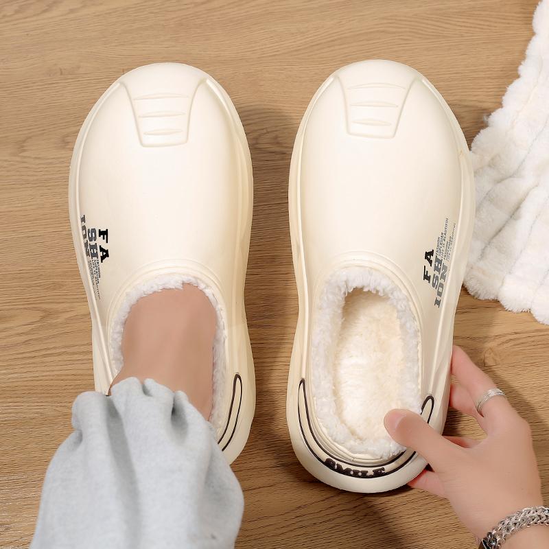 Men's Shoes Winter Warm Shoes Plush Lining Indoor Cotton Slippers Concise Platform Outdoor Kitchen Shoes House Waterproof Slippers