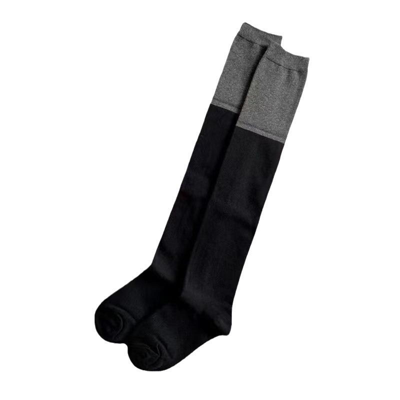 Black And Gray Spliced Socks, Over-The-Knee Stockings, Beautiful Legs, Calf Socks, Trendy Socks, Slim Little Red Book