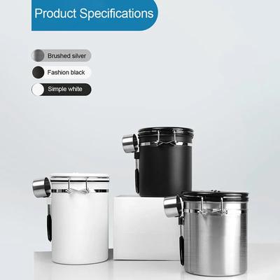 1.2/1.5/1.8L Coffee Canister Airtight Stainless Steel Kitchen Storage Container Jar with Date Tracker for Coffee Beans Tea