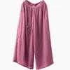 Johnature Damen Vintage Hose mit weitem Bein, einfarbig, Sommerhose mit elastischer Taille, lockere Freizeithose