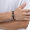 Customized Baeded Bracelets for Men Boys,3-Layers Leather Bracelet with Stainless Steel Tube,Jeweley Gift for Dad Husband