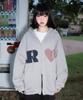 Rosefrantz Heart Check Overfit Hood Zip-Up [Gray]
