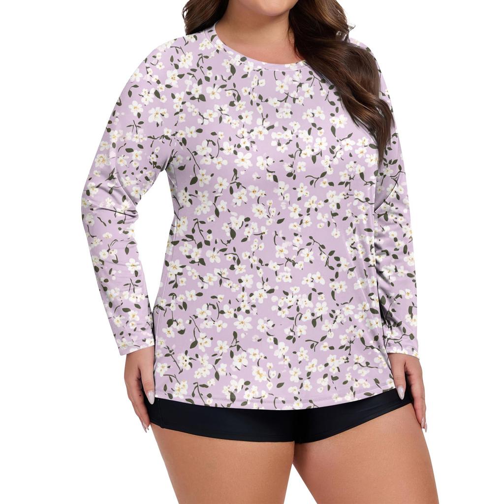 Women's Print Large Size Long Sleeve Swimsuit Sun  Jacket Quick Dry Hiking Top
