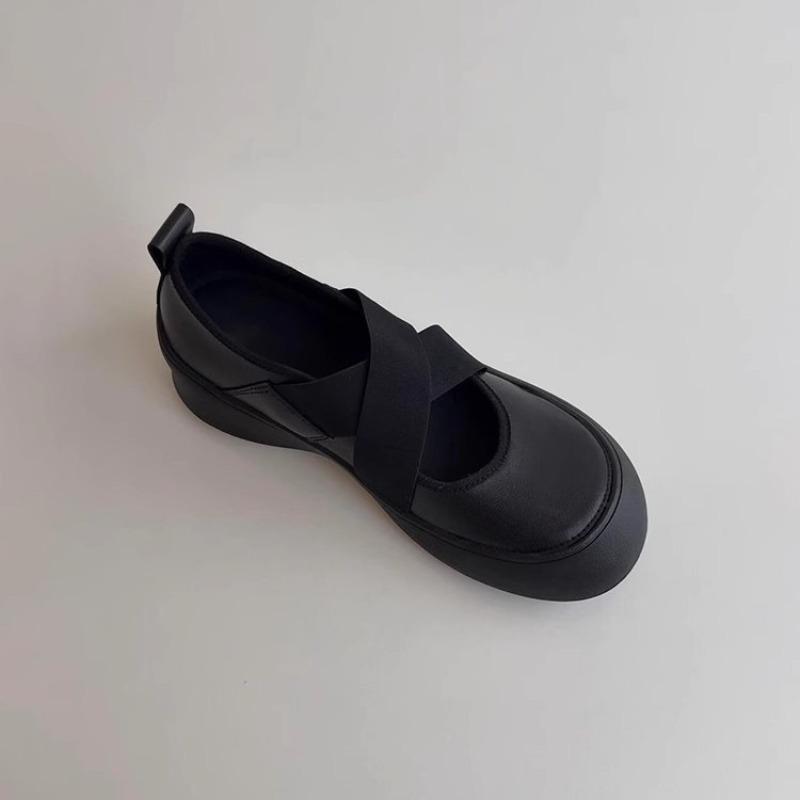 One Pedal Big Head Silver Soft Sole Small Man Runaway Platform Shoes Women's New Cross Strap Mary Jane Shoes