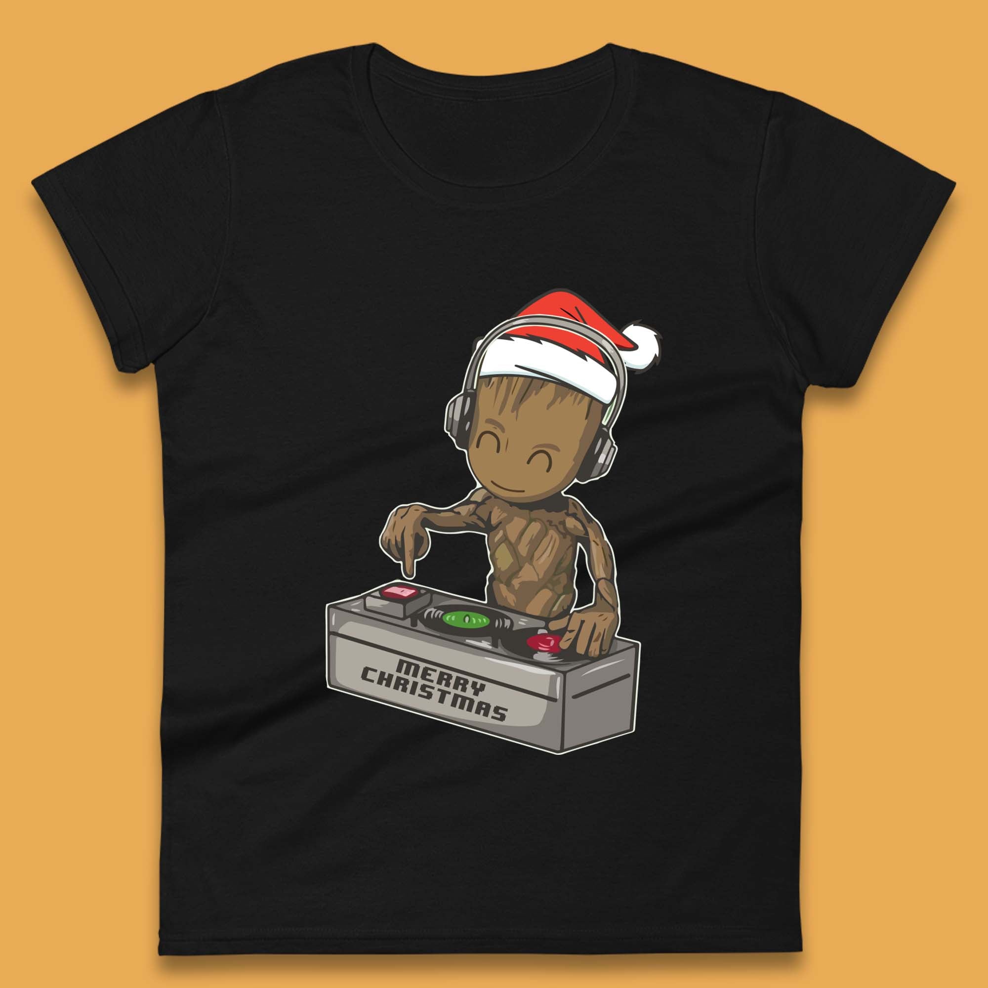 

Baby Groot DJ Christmas Womens T-Shirt Mens Tops Tees Unisex L