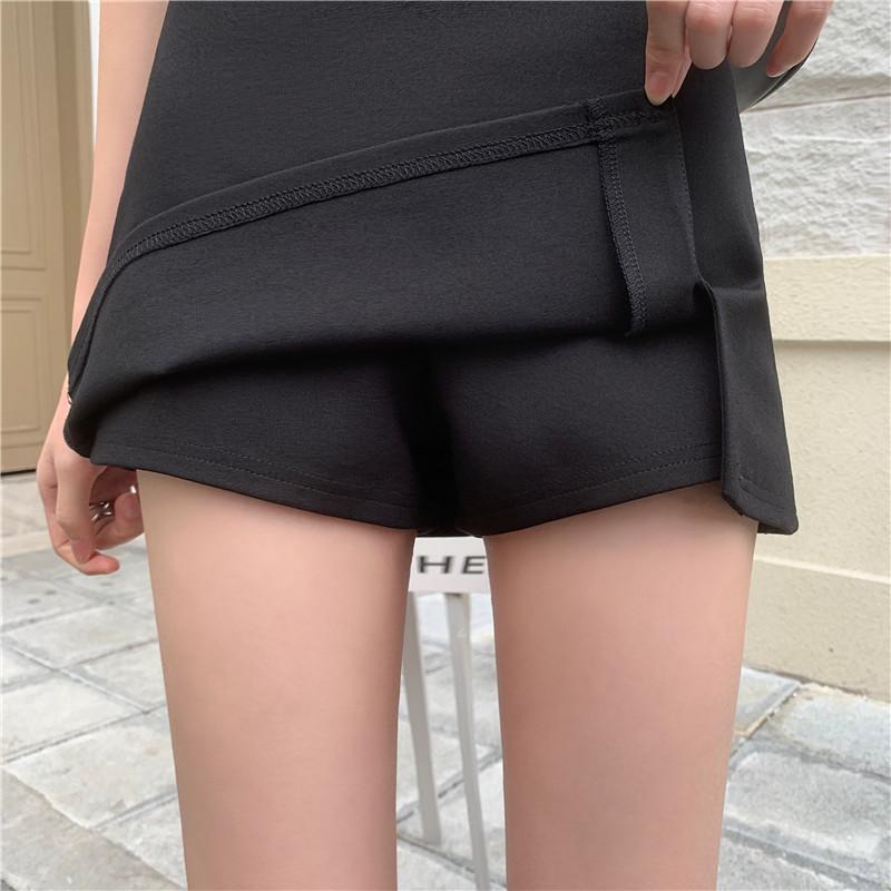 Dameshorts Skjørt Mini Høy Midje Sommer Jenter Ensfarget Vintage Skjørt Plissert Sexy Splitt A-linje Harajuku Skjørt Y2k