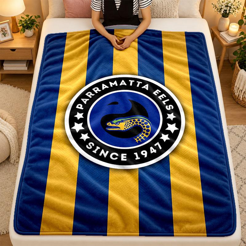 Flannel BlanketParramatta Eels Warm Soft Throw Blanket for Indoor Sofa Bed Living Room Use