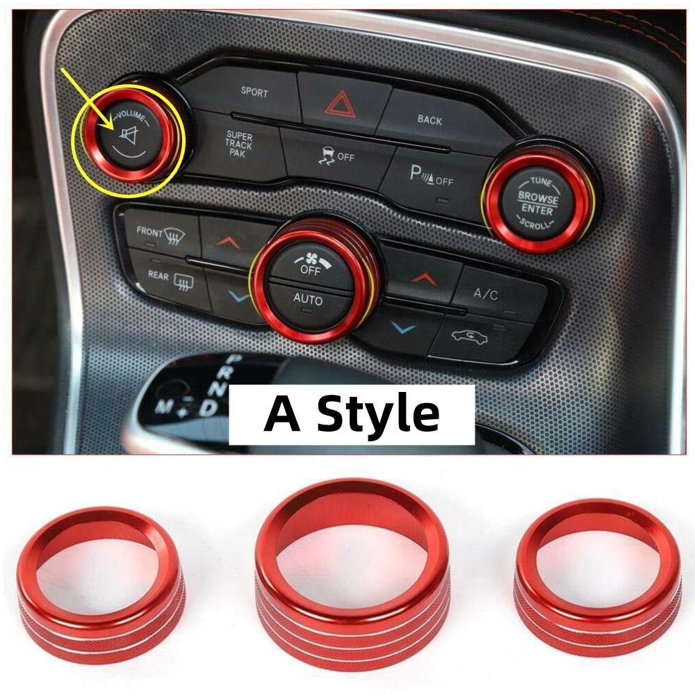 For Dodge Challenger Charger RT SXT Scat Pack Hellcat Demon Daytona 2015-20 Air Conditioning Volume Radio Button Knob Trim Ring