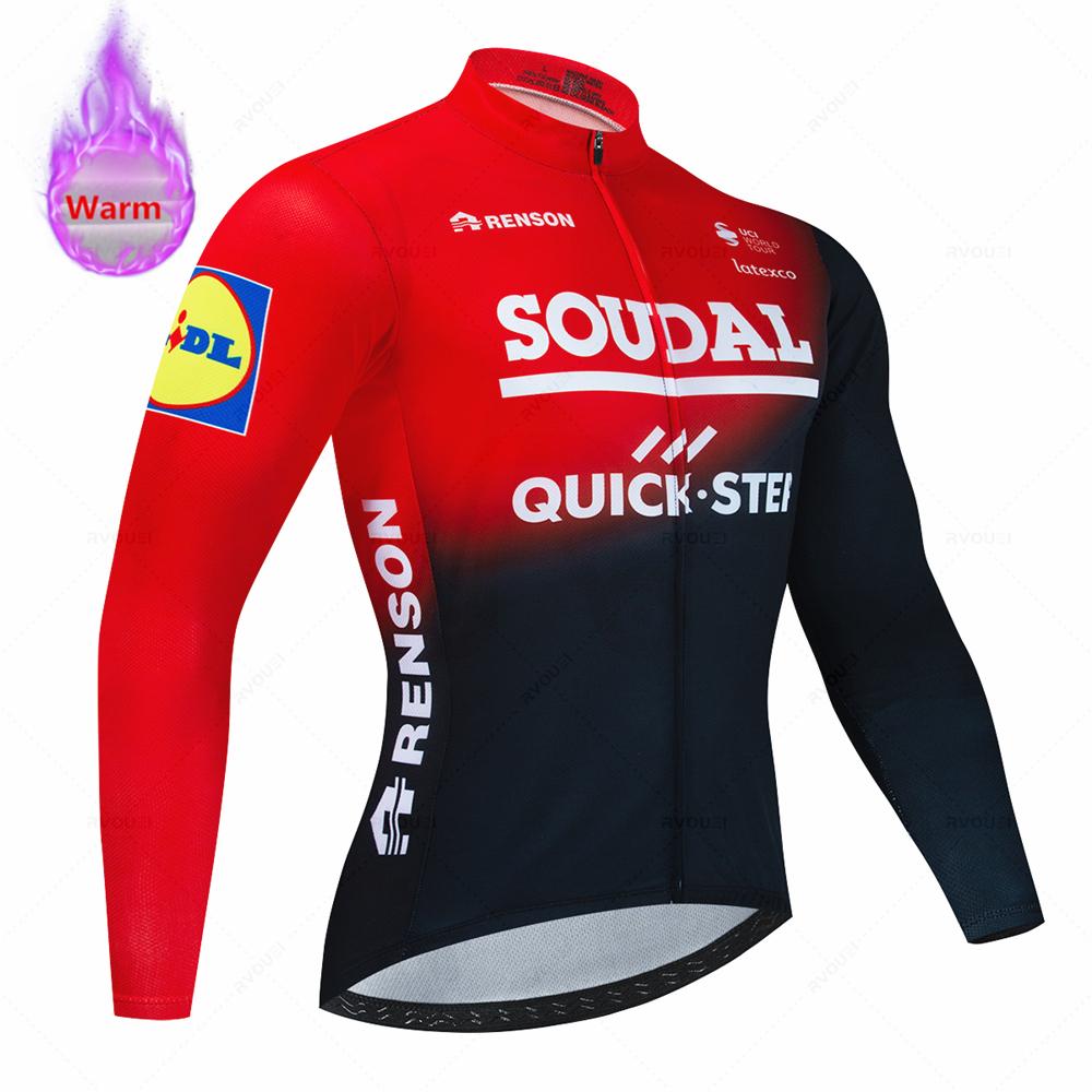 Soudal Quick Step 2026 Zimní cyklistický dres Termo fleecové cyklistické oblečení MTB Bicicleta Set Oblečení na cyklistiku Triathlon Cyklistický oblek