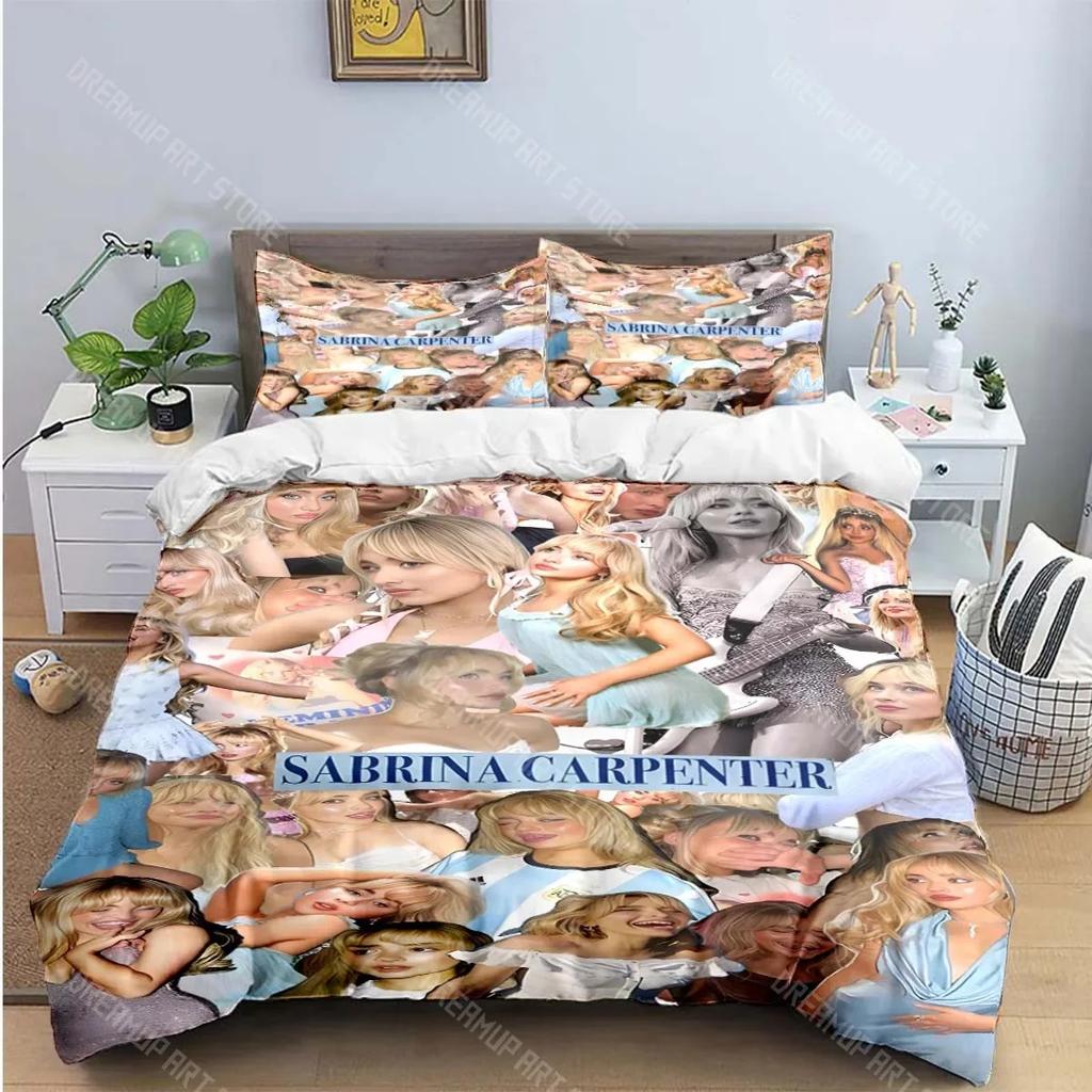 3D-Druck S-Sabrina Carpenter Sängerin Bettwäschesets Exquisites Bettzubehörset Bettbezug Bettdecke Set Bettwäscheset Luxus