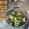 3 Pack 18/8 Stainless Steel Colander Sieves(5-Quart, 4-Quart and 3-Quart), Mesh Strainer Net Baskets with Handles & Resting Base for Strain, Drain,