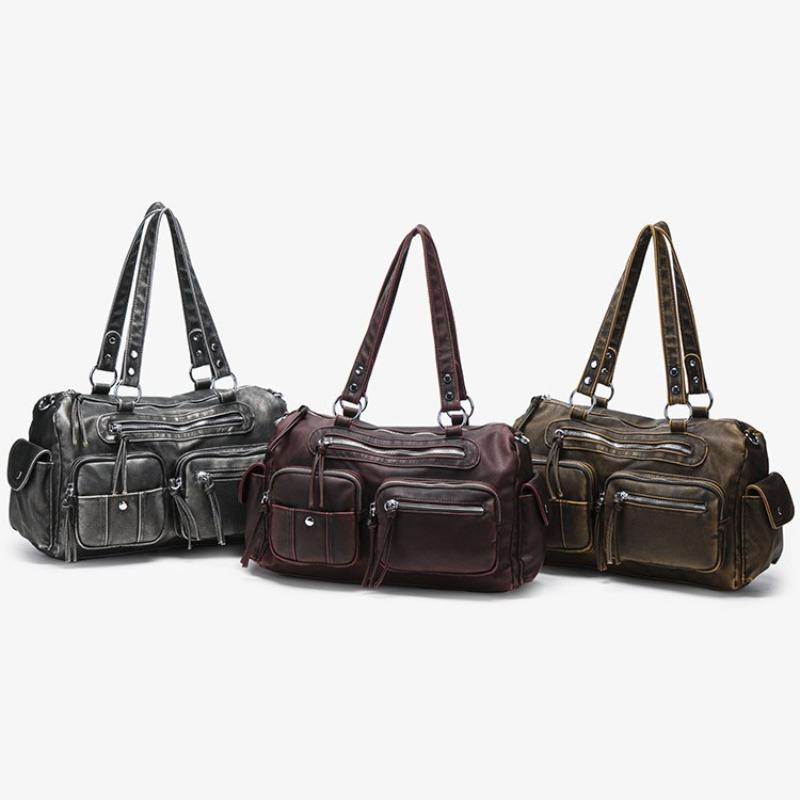 Simple and versatile messenger bag, multi-pocket zipper handbag, women's large-capacity commuter shoulder tote bag