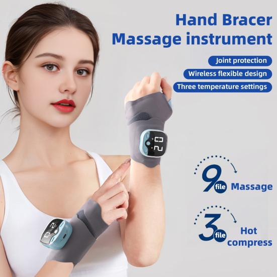 

Wireless EMS Wrist Massager Adjustable Intensity Wrist Massager with Heat 9 Intensities 5 Modes Heat Therapy for Wrist Discomfort English синій