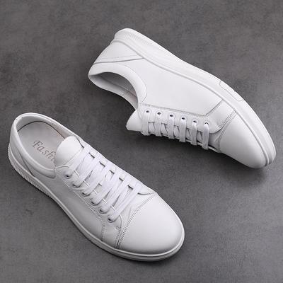 Genuine Leather Men Shoes Brand White High Quality  Casual Shoes For Men Laces Up Summer Breathable Walk Shoes Sneaker