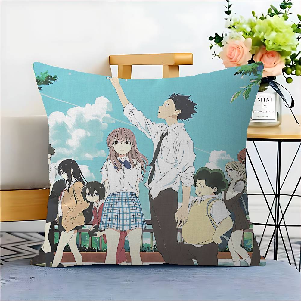 A Silent Voice Anime Kissenbezug Auto Wurfkissenbezug für Sofa Auto Weihnachtsgeschenk 40x40cm 45x45cm