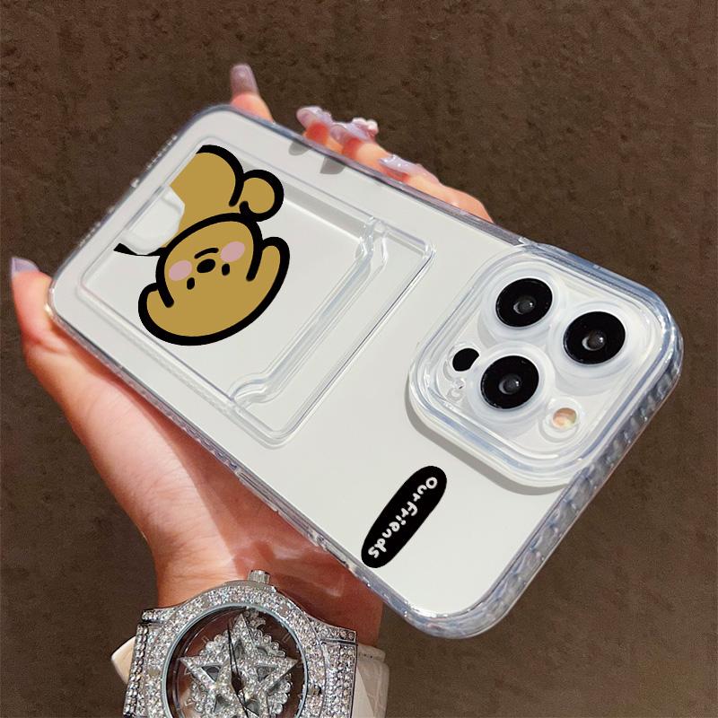 Card Slot Holder Silicone Wallet Pocket Case For Xiaomi Redmi Note 11 12 13 iPhone 17 16 15 Tecno Spark 10C Infinix Note 30 Cover Clear Phone Bumper