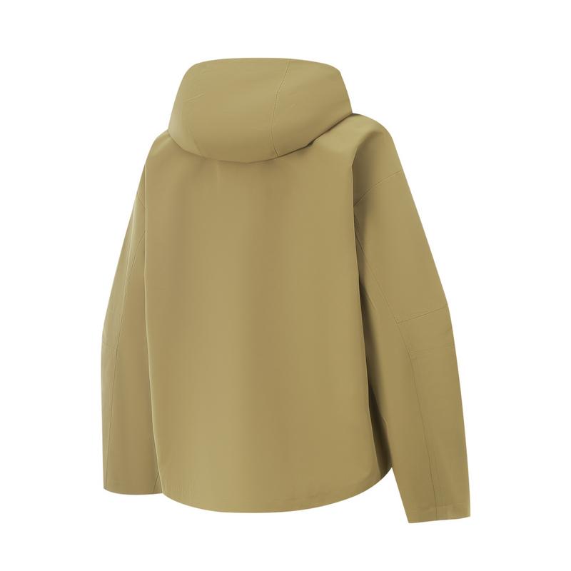 Li-Ning Comfortable Casual Minimalist Hooded Loose Zipper Color Block Sports Windbreaker Women Outerwear Brown AFDV742-3