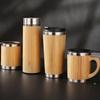 401-500ml Stainless Steel and Bamboo Travel Mug Portable Handle Office Cup Vacuum Coffee Cup