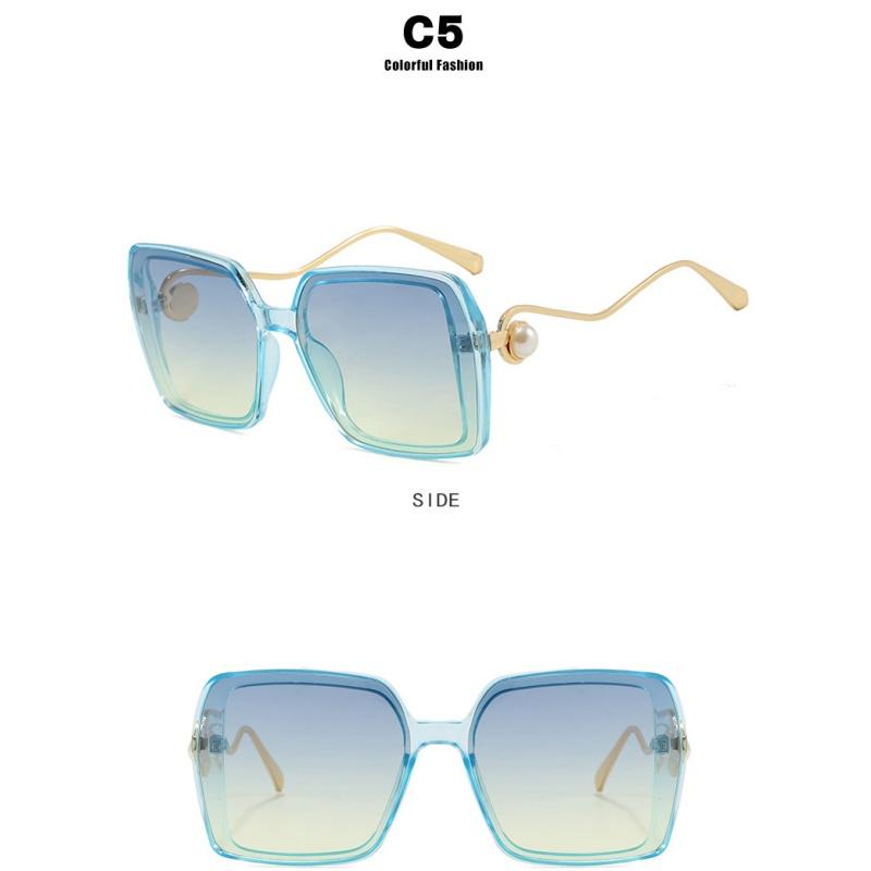 Women's Sunglasses, Fashionable Square Large-frame Sunglasses, Pearl-decorated Sunglasses.