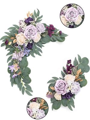 2Pcs Silk Flowers Wedding Artificial Arch Flowers for DIY Fake Flower Arrangements Party Welcome Ceremony Sign and Reception Backdrop Floral Decor