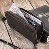 Men's RFID Retro Crazy Horse Leather Long Wallet Clutch - Genuine Leather Coin Purse