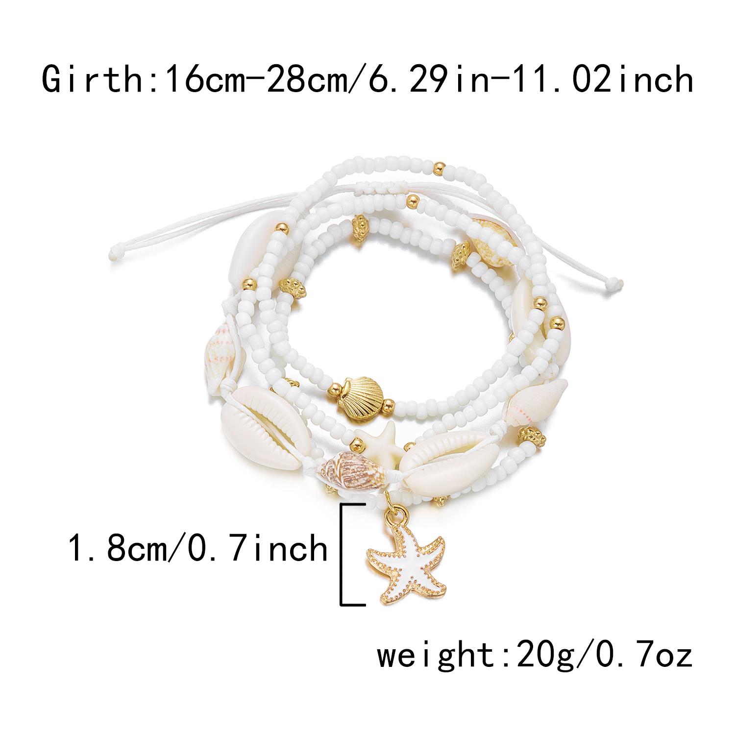 

Multilayer Boho Conch Shell Bracelets for Women Dainty Starfish Handmade Chain Beaded Bracelet Beach Vacation Jewelry Gifts
