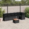 7 Piece Garden Sofa Set with Cushions Black Poly Rattan
