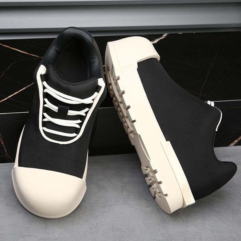 New Mickey Big Head Shoes Female Couple Ugly Cute Bread Shoes Thick-soled Low-top Casual Board Shoes Solid Color Heightening Shoes