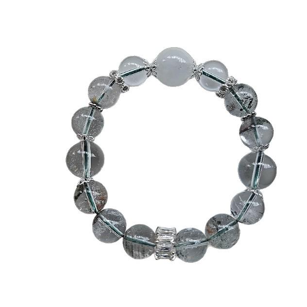 Green Phantom & White Crystal Beaded Bracelet - Xiaohongshu Style Jewelry