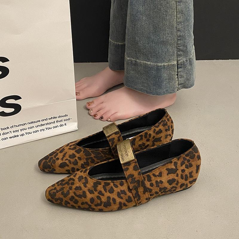

Вечерние туфли Мэри Джейн на скрытой платформе, женская обувь 2025, новая весна-осень, французский леопардовый принт, маленькие одинарные туфли 40 цветной печати леопарда