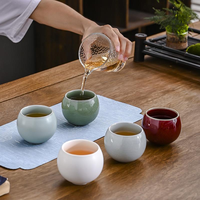 Ru Kiln Tea Cup Ice Crack Open Sliced Tea Cup Chinese Ceramic Master Cup Tea Set Five Famous Kiln Households