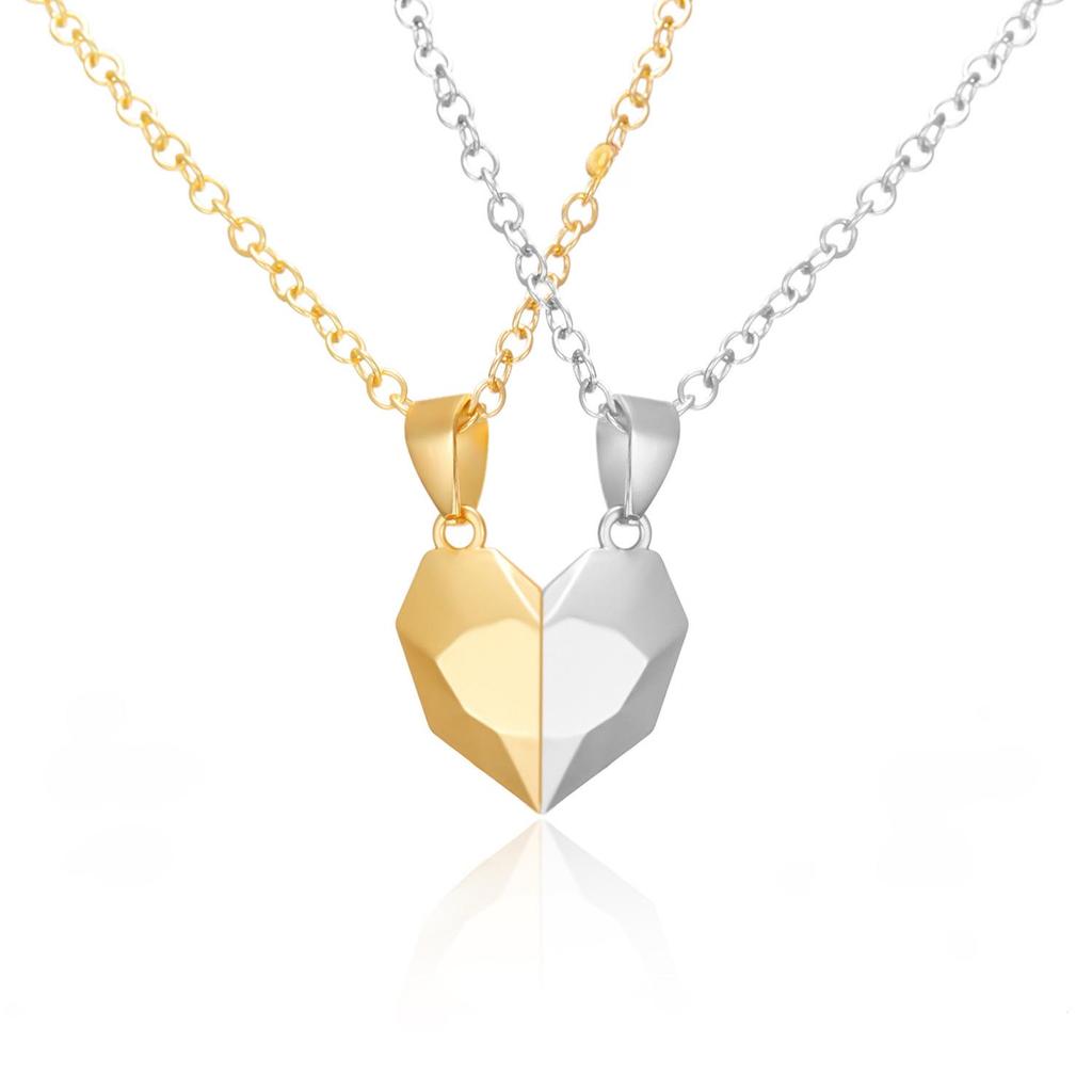Magnetic Love Necklace Set: Black & White Wishing Stones for Couples