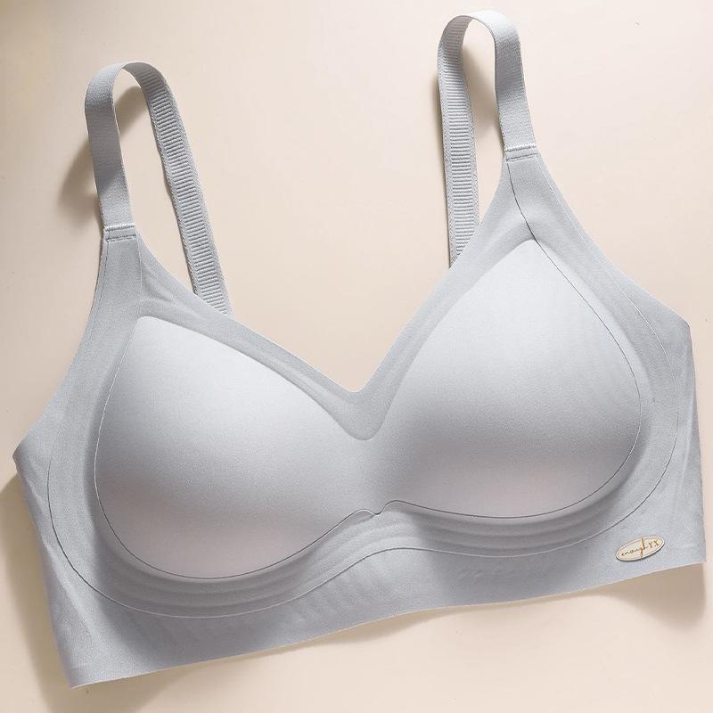 Traceless steel rim underwear women's jelly glue vest, pull and close secondary breasts, small breasts gather and show large fixed cup bra cover