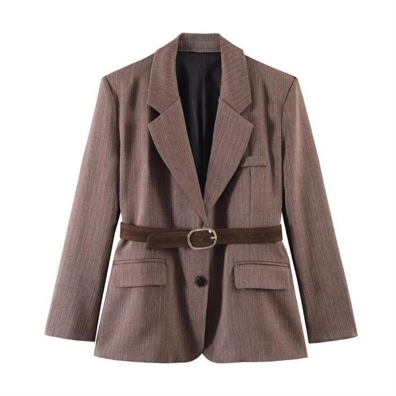 Womens Herringbone Tweed Blazer Top With