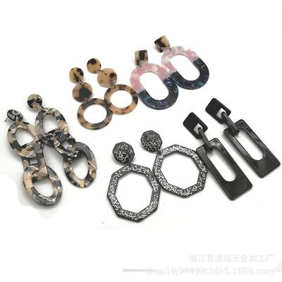 JMXD-Acetate Geometric Y2K Chunky Earrings for Women Korean Style Chic Minimalist Versatile Exaggerated Statement Stud and Clip-on Earrings