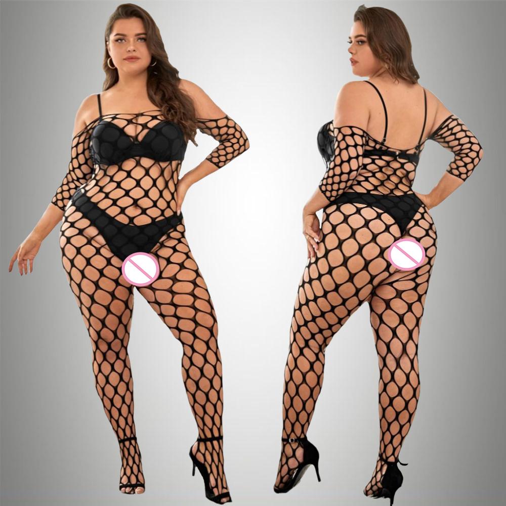 Plus Size One Piece Open Bra Crotchless Underwear For Sex Lace Transparent Lingerie Plus Size Bodysuit Erotic Mujer Sexy